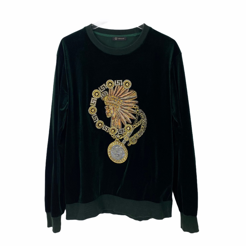 Versace velour Medusa Embroidered sweatshirt L